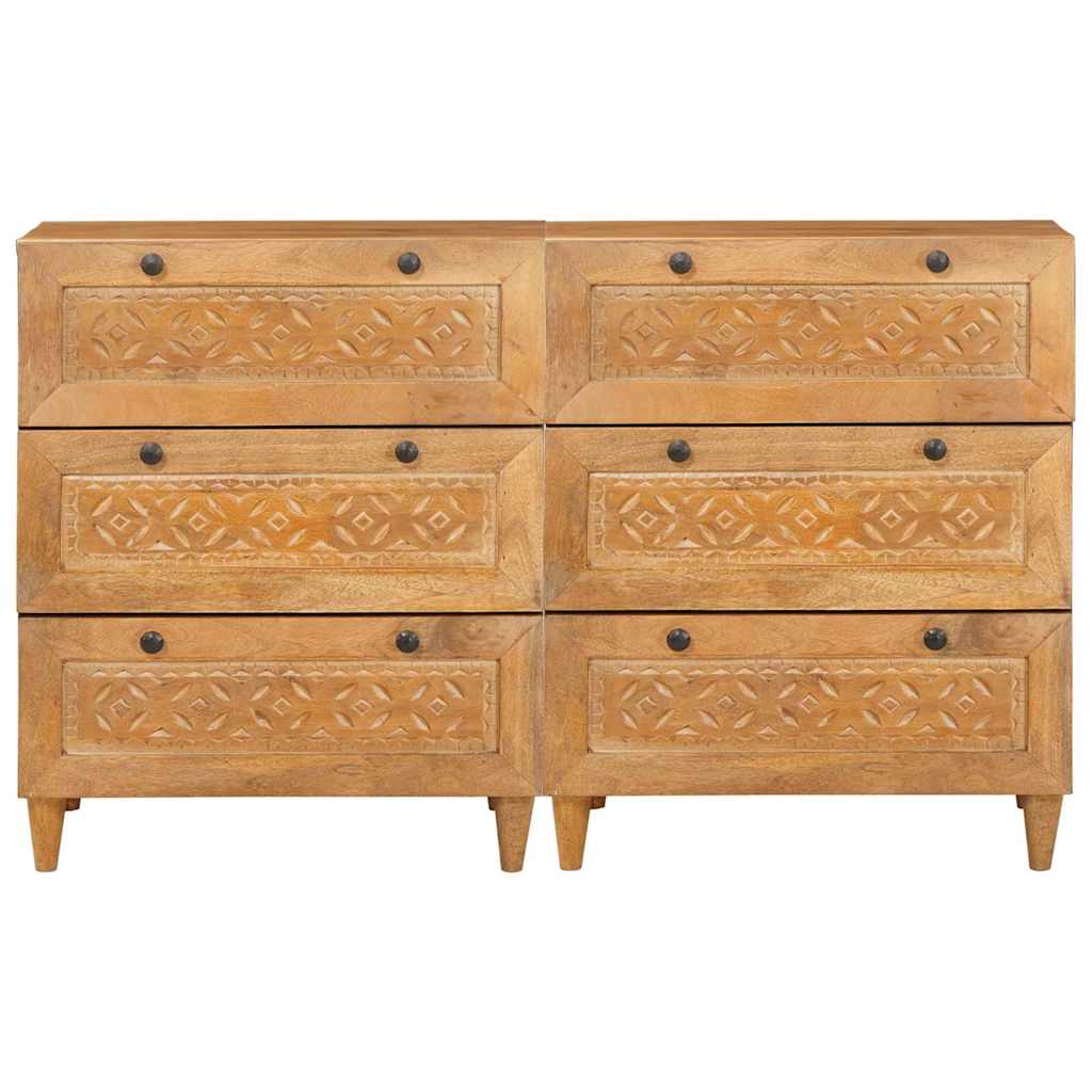 vidaXL Sideboard 2 pcs 120 x 33.5 x 75 cm Solid mango wood Brown 4