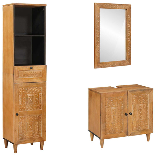 Bathroom Furniture Set 3 pcs Engineered Wood Brown