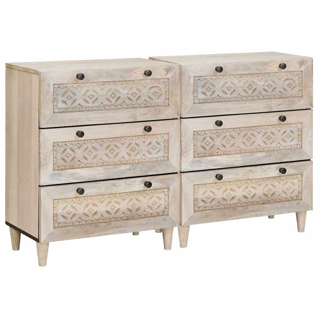 vidaXL Sideboard 2 pcs 120 x 33.5 x 75 cm Solid mango wood White 1
