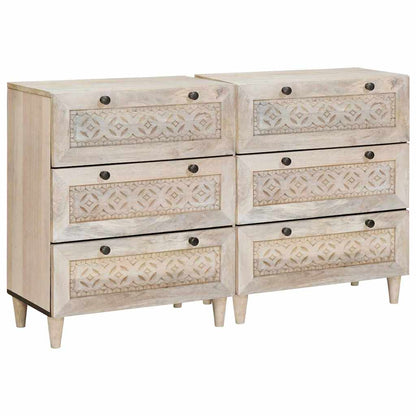 vidaXL Sideboard 2 pcs 120 x 33.5 x 75 cm Solid mango wood White 1