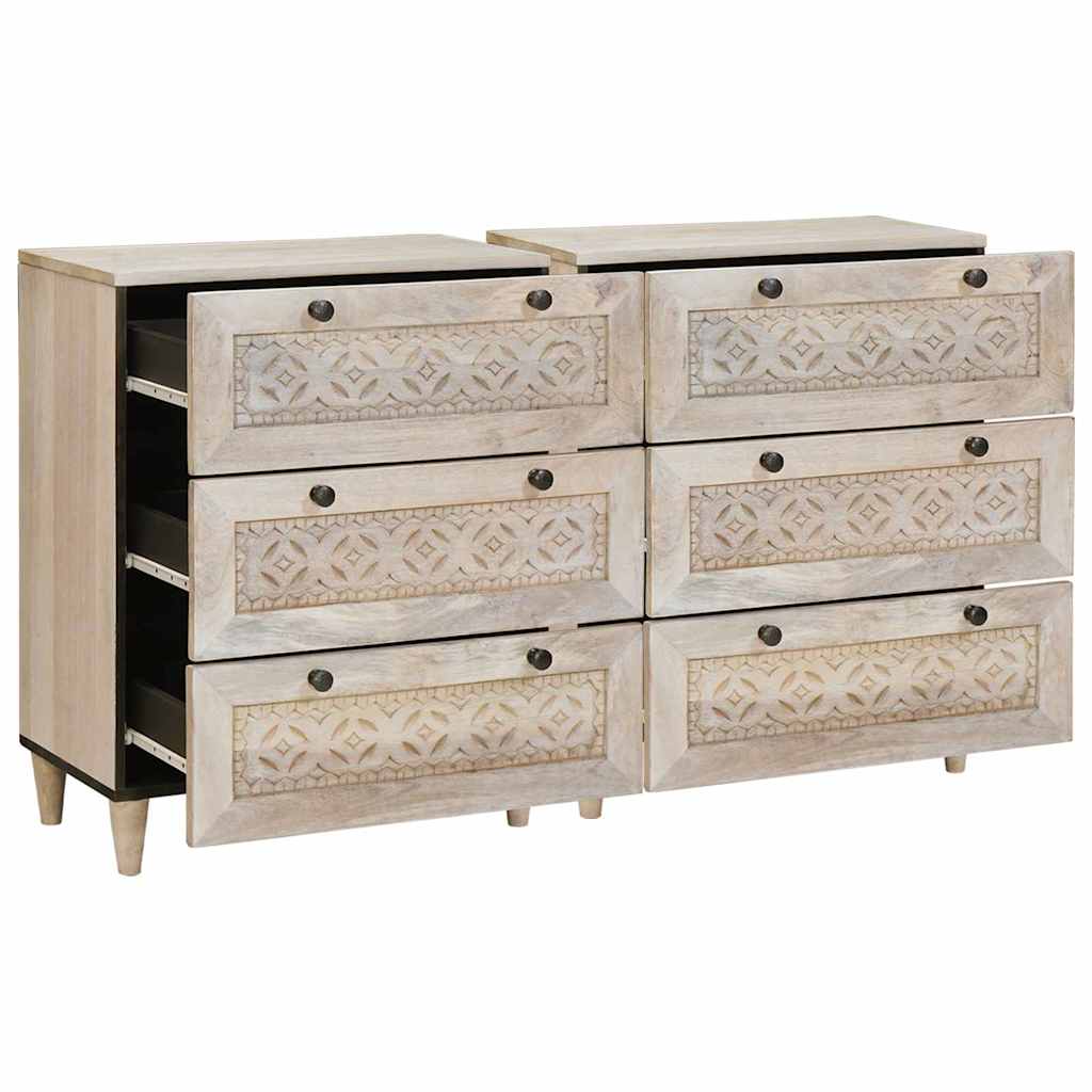 vidaXL Sideboard 2 pcs 120 x 33.5 x 75 cm Solid mango wood White 2