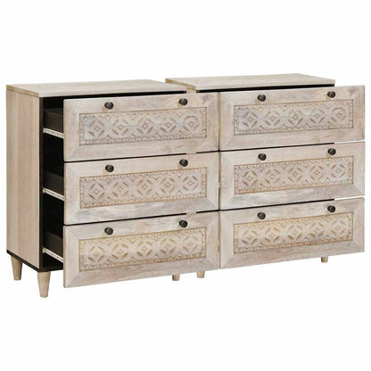 vidaXL Sideboard 2 pcs 120 x 33.5 x 75 cm Solid mango wood White 2