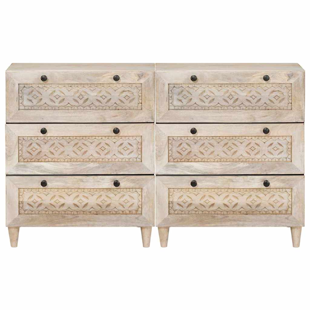 vidaXL Sideboard 2 pcs 120 x 33.5 x 75 cm Solid mango wood White 4