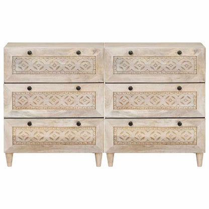 vidaXL Sideboard 2 pcs 120 x 33.5 x 75 cm Solid mango wood White 4