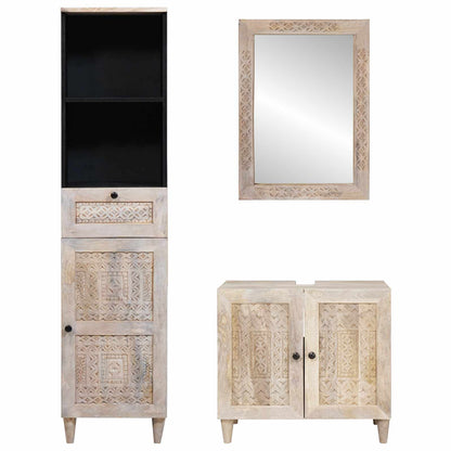 vidaXL Bathroom Furniture Set 3 pcs White Engineered Wood 6