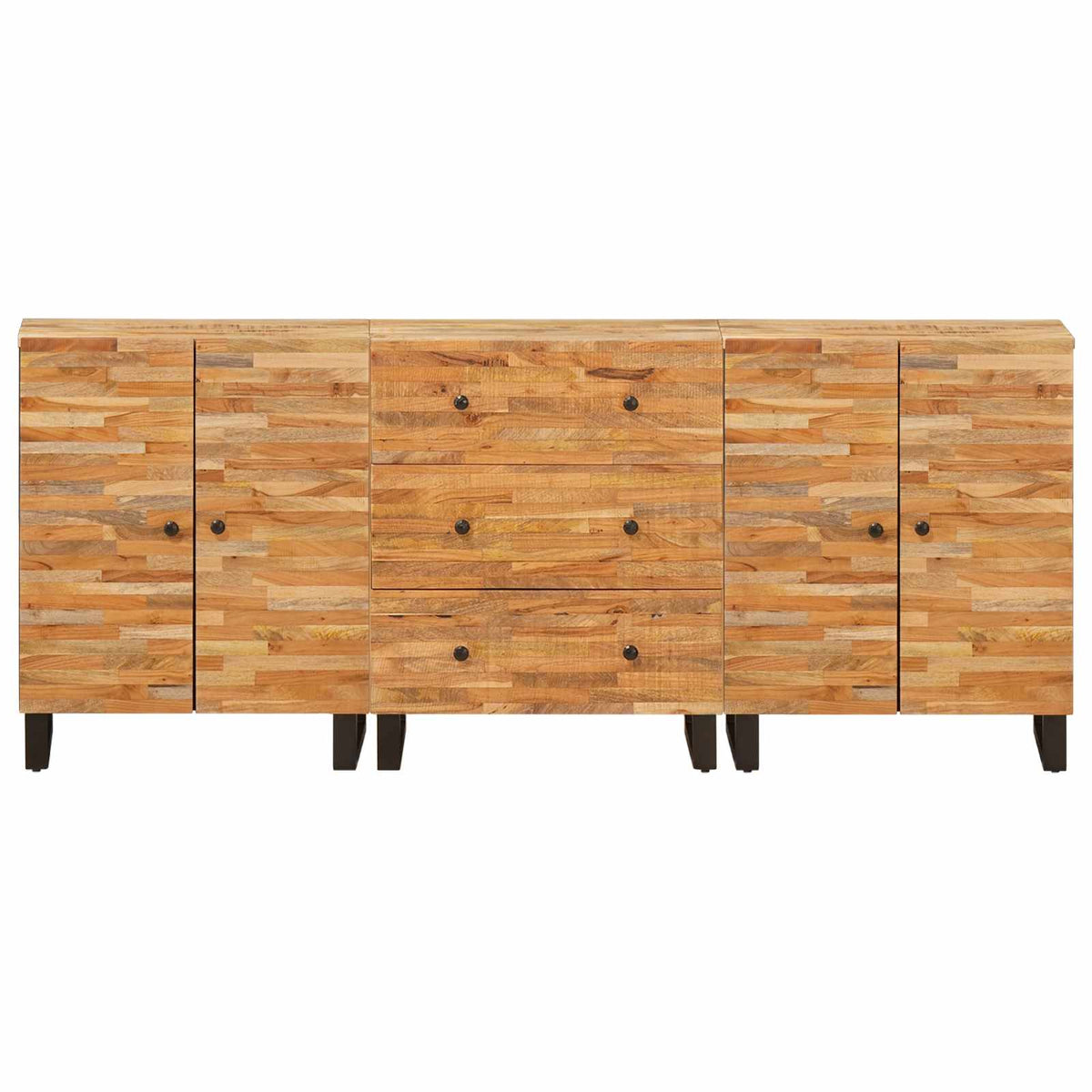 vidaXL Sideboard 3 pcs 60 x 33 x 75 cm Solid Mango Wood Brown 5