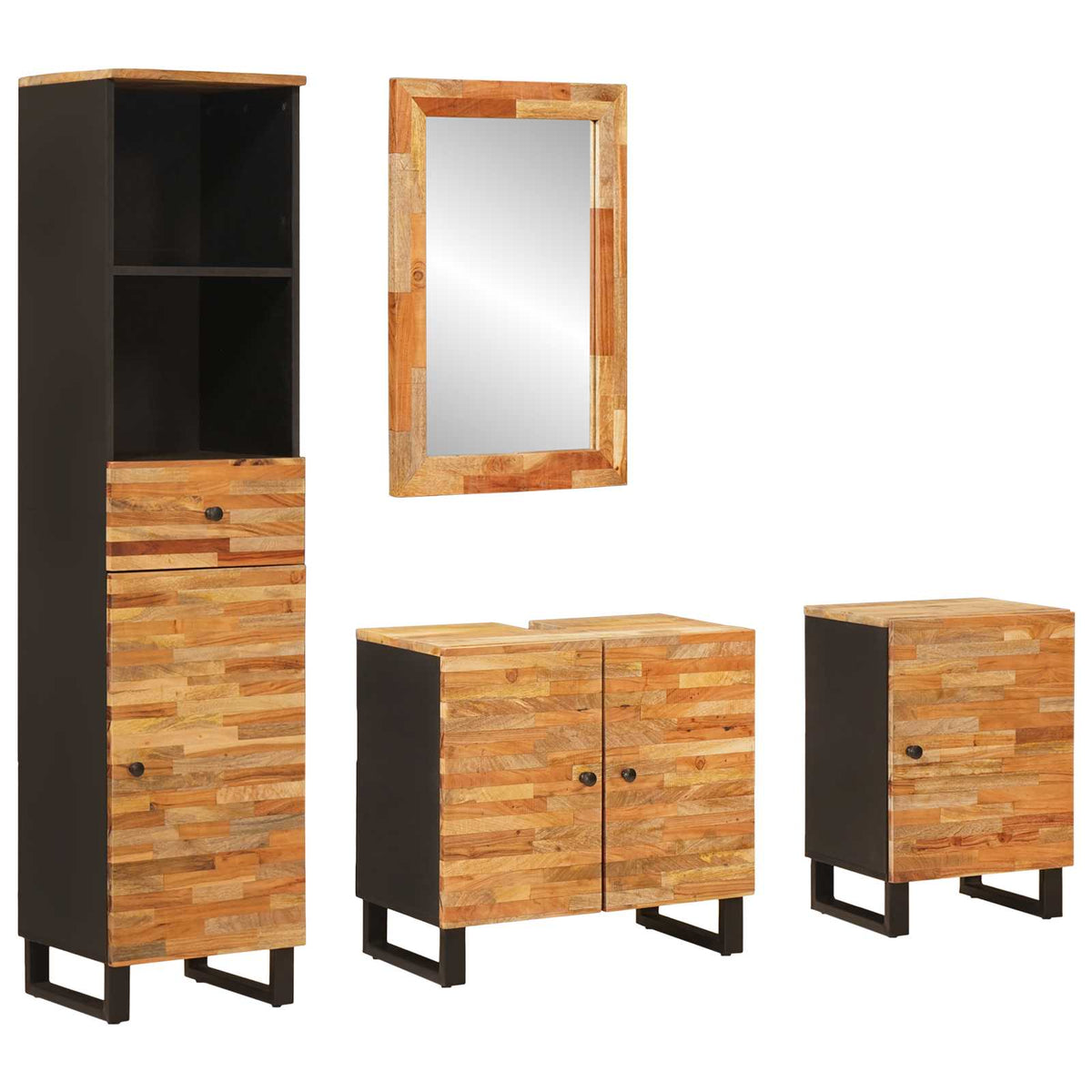 vidaXL Bathroom Sets with Drawer with Shelf Natural Solid Mango Wood 1