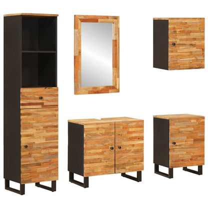 vidaXL Bathroom Sets 5 pcs Natural Solid Mango Wood 1