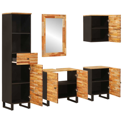 vidaXL Bathroom Sets 5 pcs Natural Solid Mango Wood 2