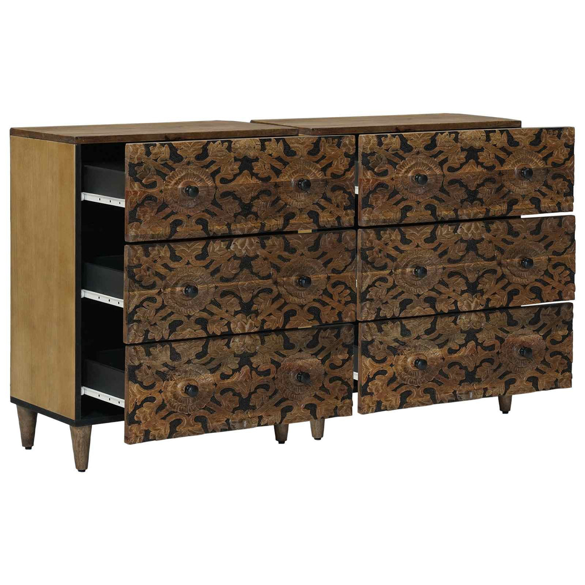 vidaXL Sideboard 2 pcs 60 x 33.5 x 75 cm Solid Mango Wood Brown 2