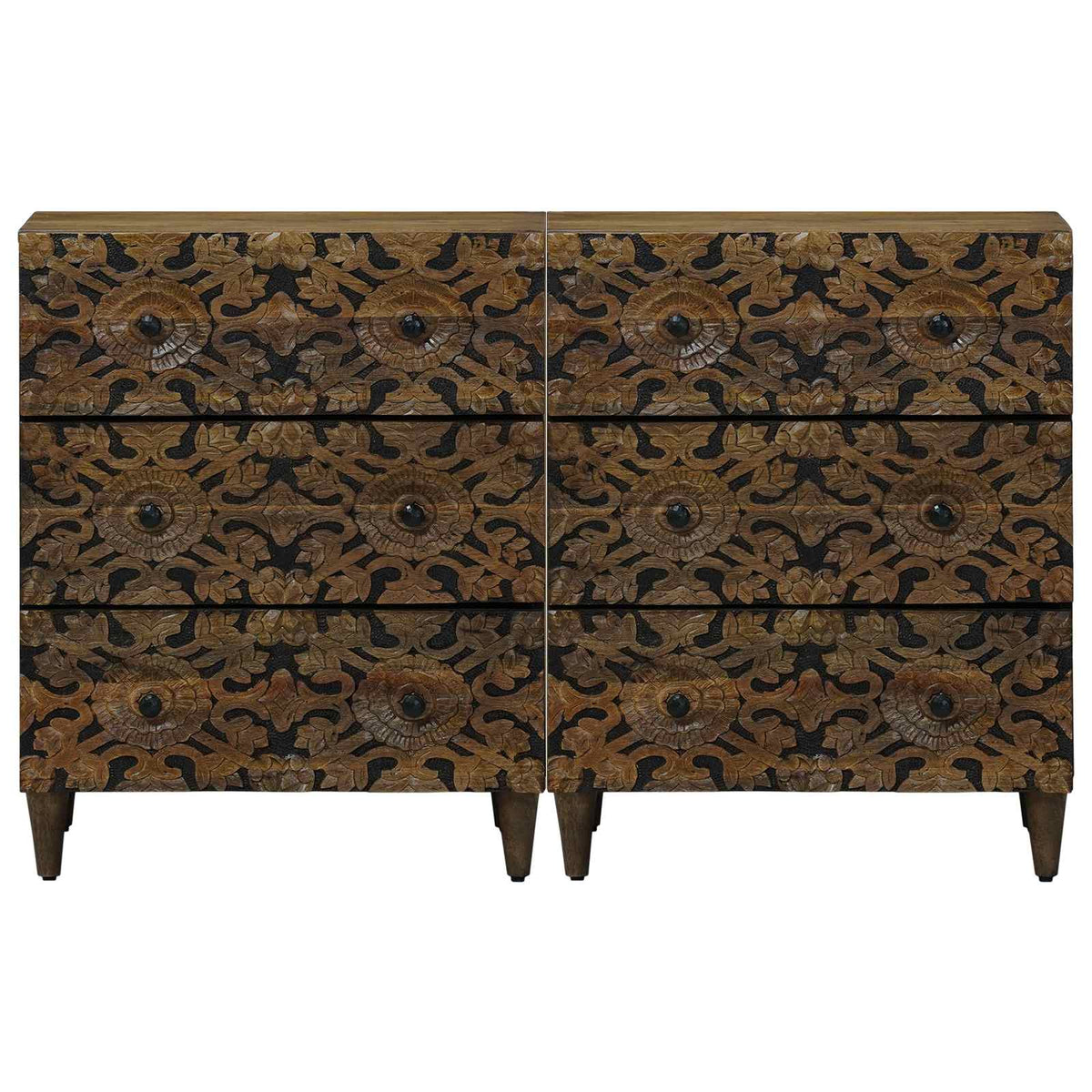 vidaXL Sideboard 2 pcs 60 x 33.5 x 75 cm Solid Mango Wood Brown 4