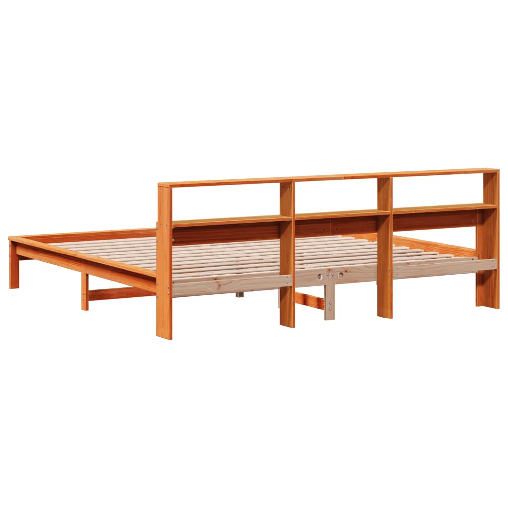 vidaXL Bed Frame without Mattress Wax Brown 200x200 cm Solid Wood Pine 5