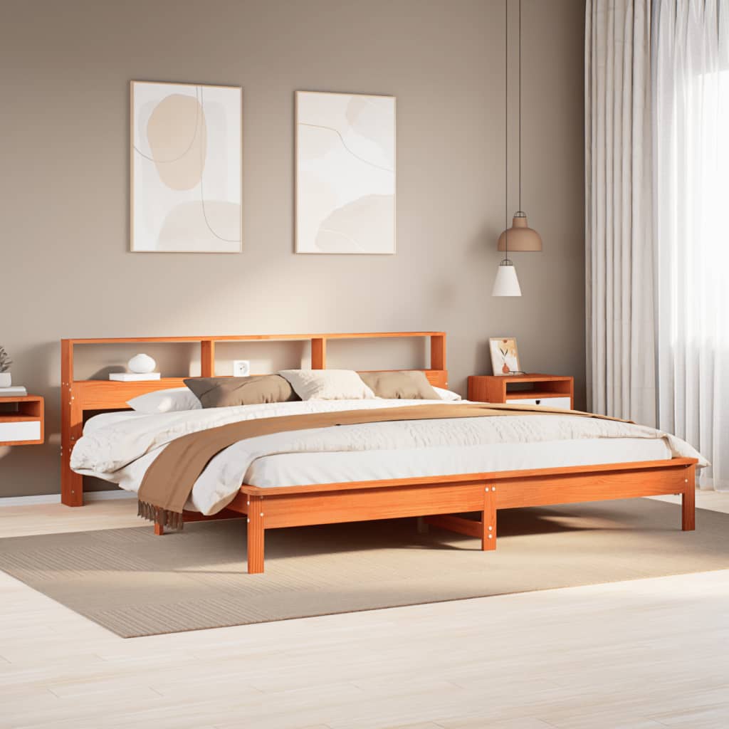 vidaXL Bed Frame without Mattress Wax Brown 180x200 cm Solid Wood Pine 1