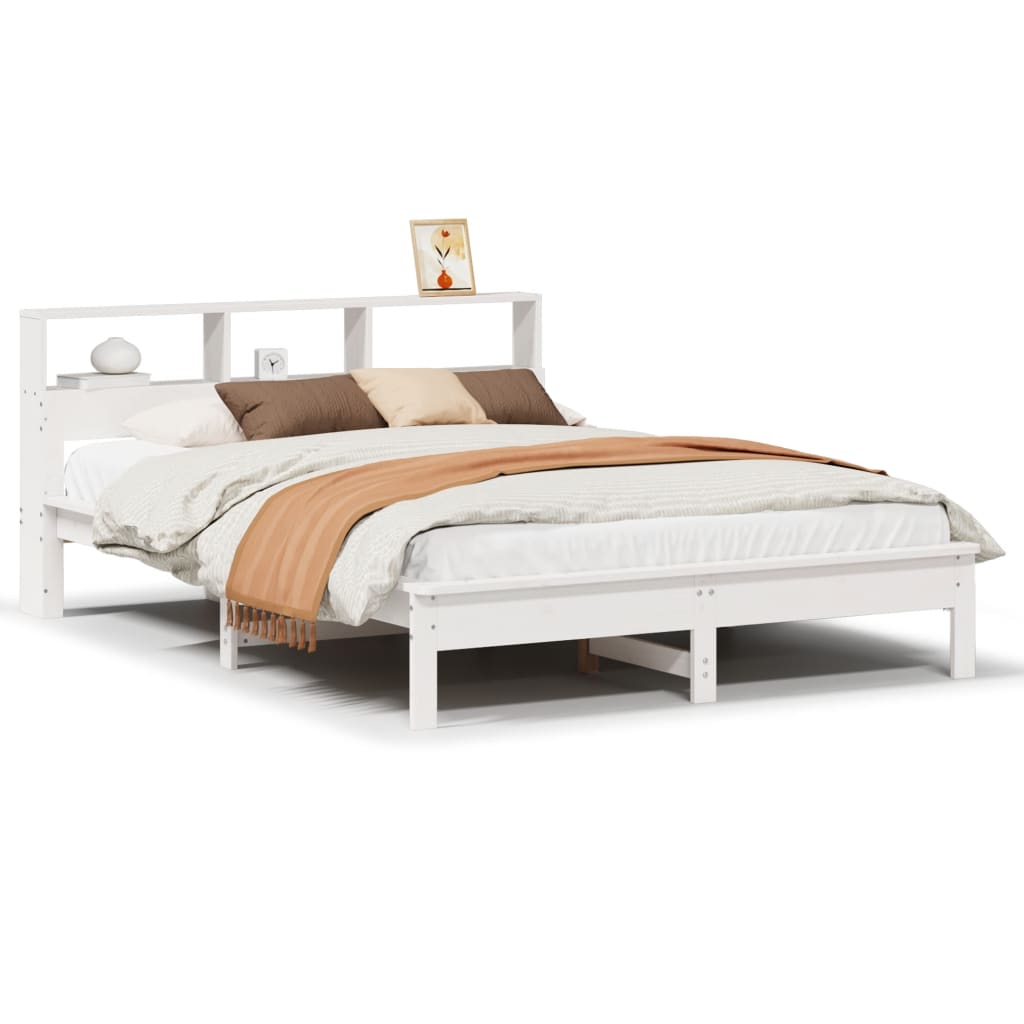 vidaXL Bed Frame without Mattress White 140x200 cm Solid Wood Pine 2