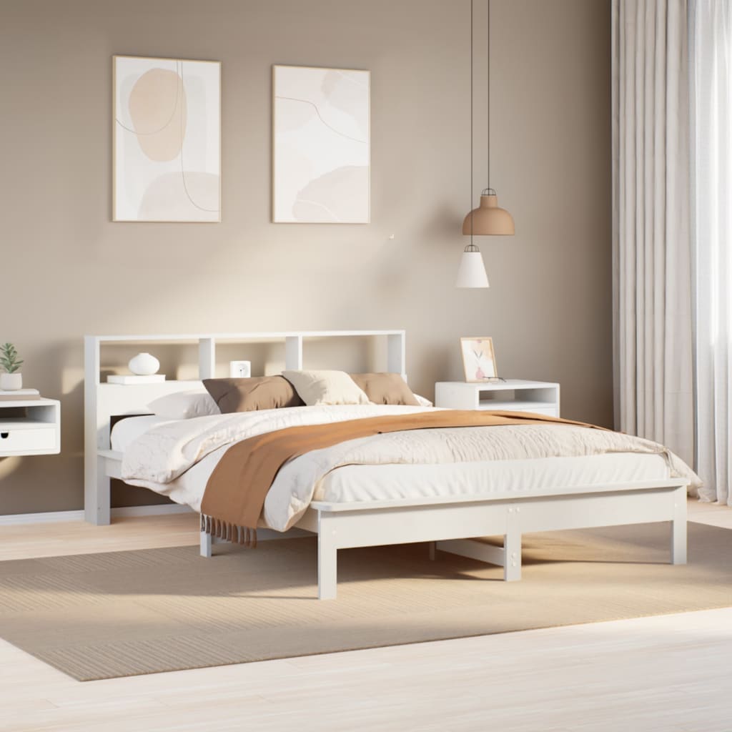 vidaXL Bed Frame without Mattress White 140x200 cm Solid Wood Pine 1
