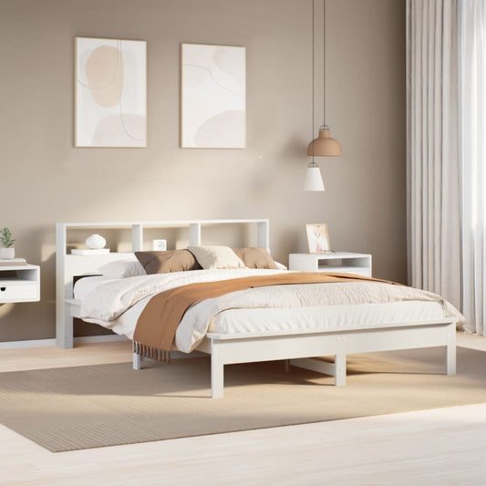 Bed Frame without Mattress Solid Wood Pine Length 200 cm White 140 cm