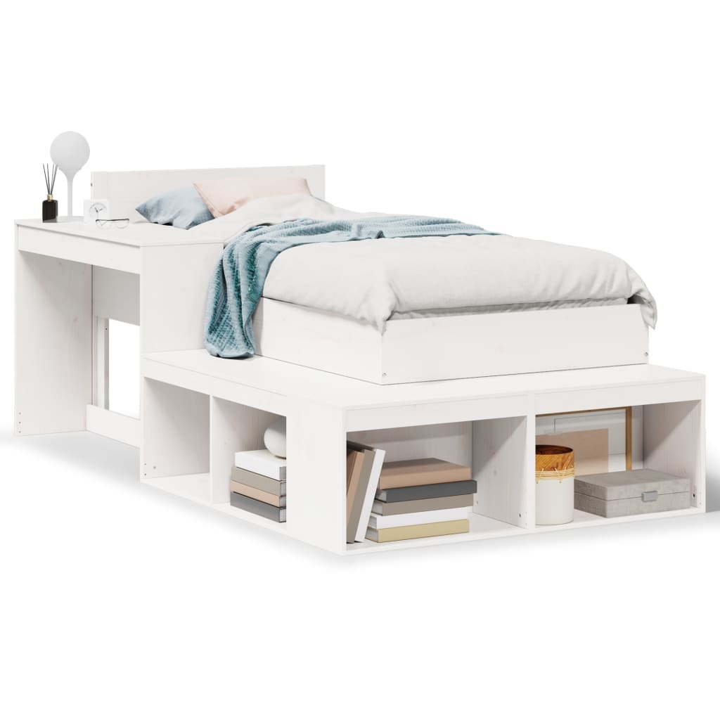vidaXL Bed Frame without Mattress White 75x190 cm Solid Wood Pine 2
