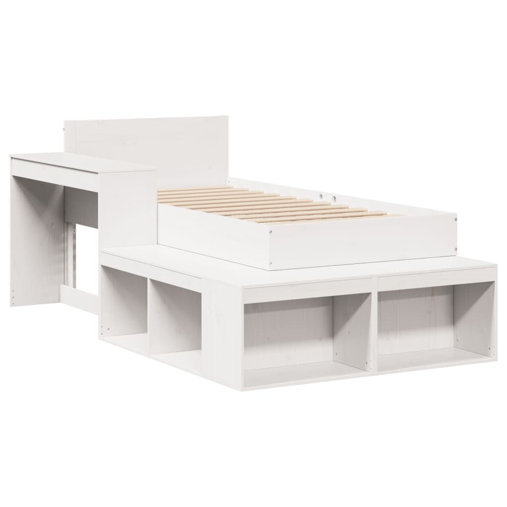 vidaXL Bed Frame without Mattress White 75x190 cm Solid Wood Pine 3