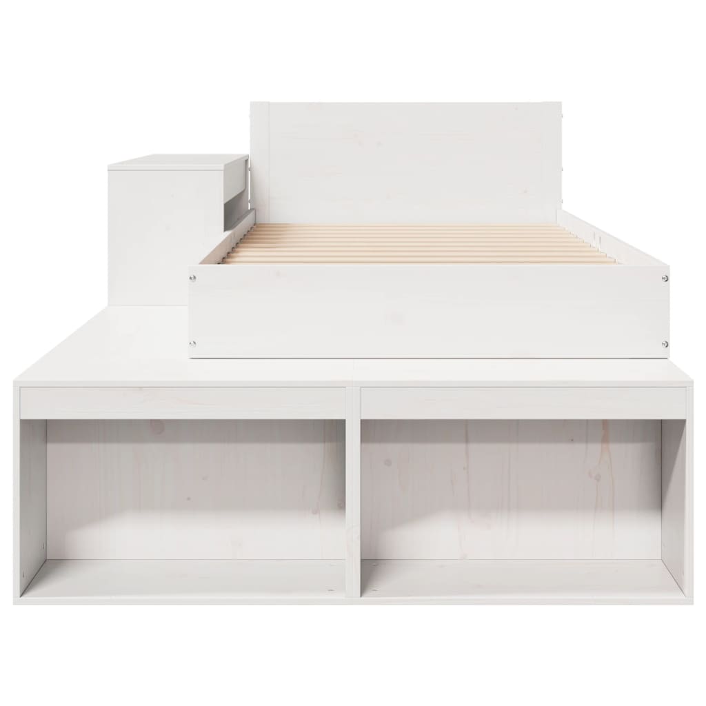 vidaXL Bed Frame without Mattress White 75x190 cm Solid Wood Pine 4