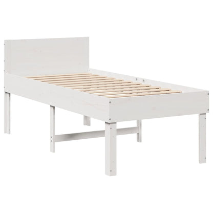 vidaXL Bed Frame without Mattress White 75x190 cm Solid Wood Pine 5