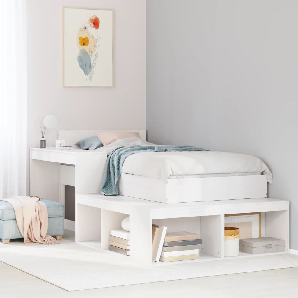 vidaXL Bed Frame without Mattress White 75x190 cm Solid Wood Pine 1