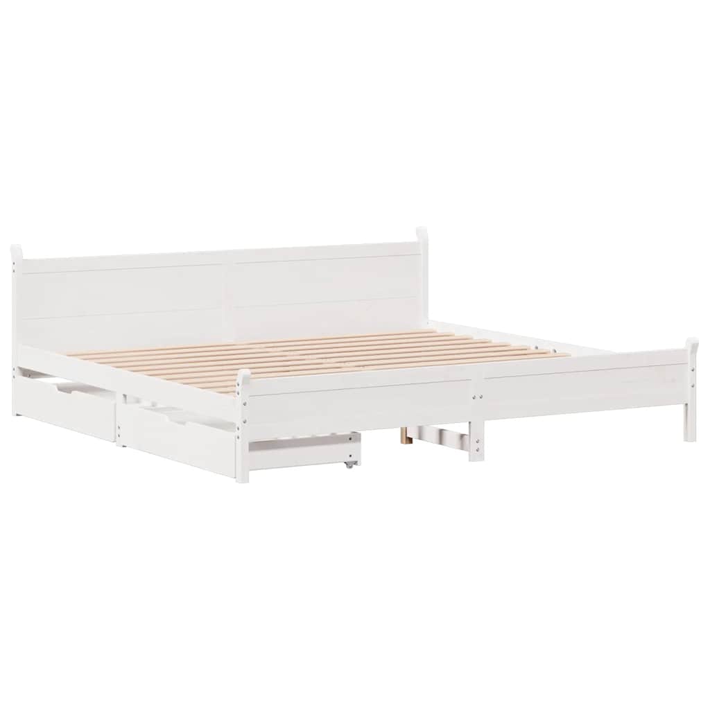 vidaXL Bed Frame without Mattress White 200x200 cm Solid Wood Pine 3