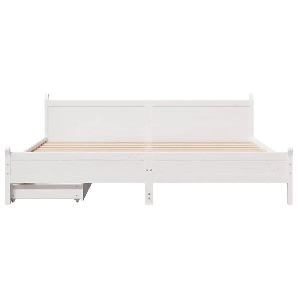 vidaXL Bed Frame without Mattress White 200x200 cm Solid Wood Pine 4
