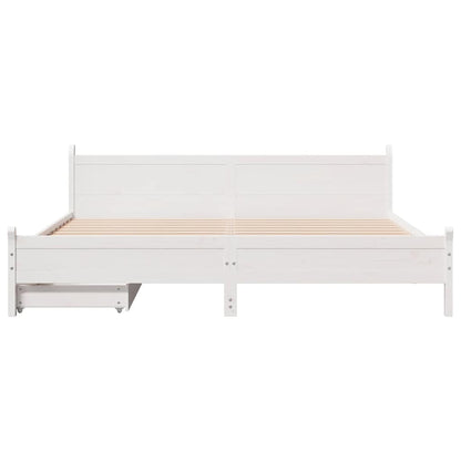vidaXL Bed Frame without Mattress White 200x200 cm Solid Wood Pine 4