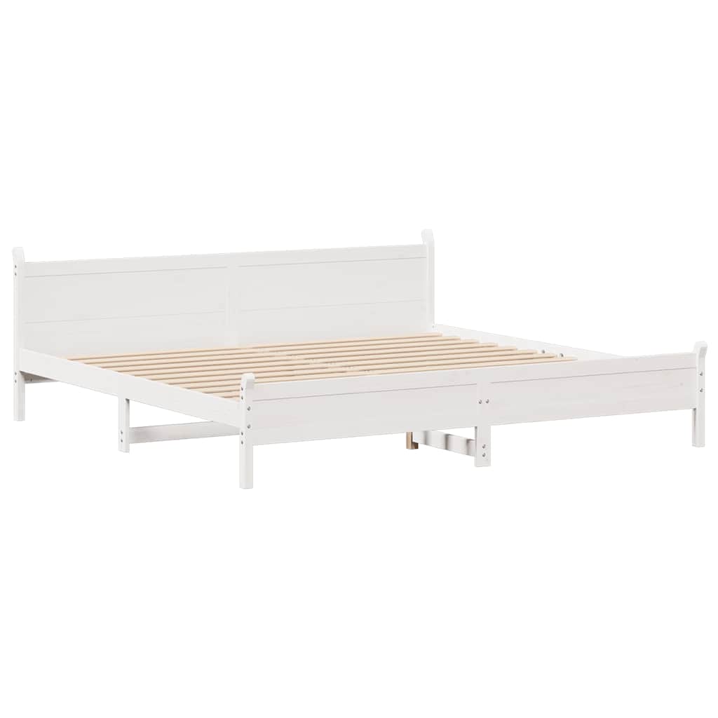 vidaXL Bed Frame without Mattress White 200x200 cm Solid Wood Pine 5