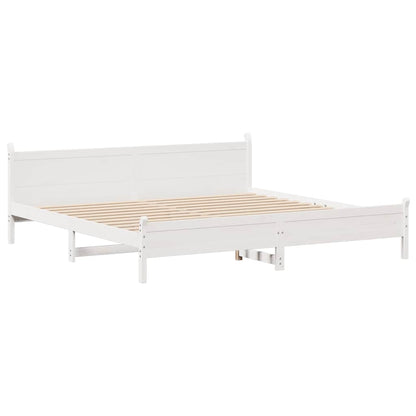 vidaXL Bed Frame without Mattress White 200x200 cm Solid Wood Pine 5