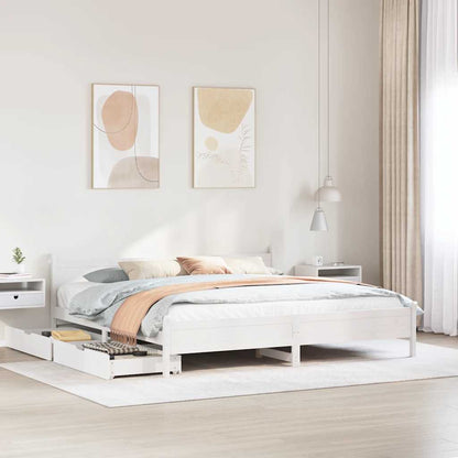 Bed Frame without Mattress Solid Wood Pine White 200 cm 200 cm