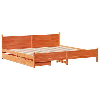 Bed Frame without Mattress Solid Wood Pine Wax brown 200 cm 200 cm