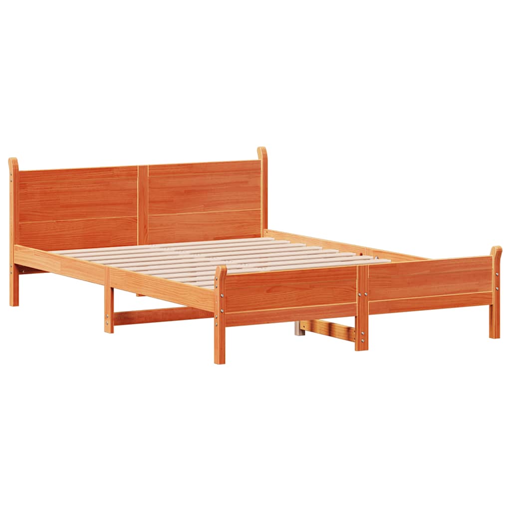 vidaXL Bed Frame without Mattress Wax Brown 160x200 cm Solid Wood Pine 5