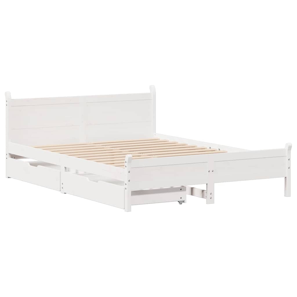 vidaXL Bed Frame without Mattress White 150x200 cm Solid Wood Pine 3