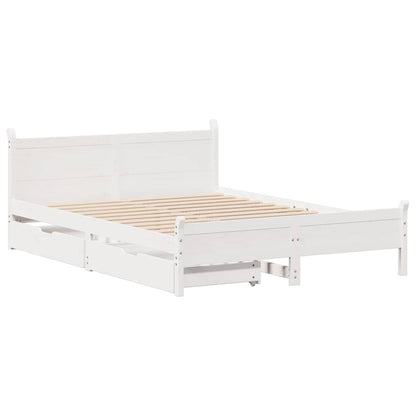 vidaXL Bed Frame without Mattress White 150x200 cm Solid Wood Pine 3