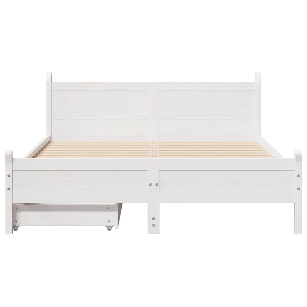 vidaXL Bed Frame without Mattress White 150x200 cm Solid Wood Pine 4