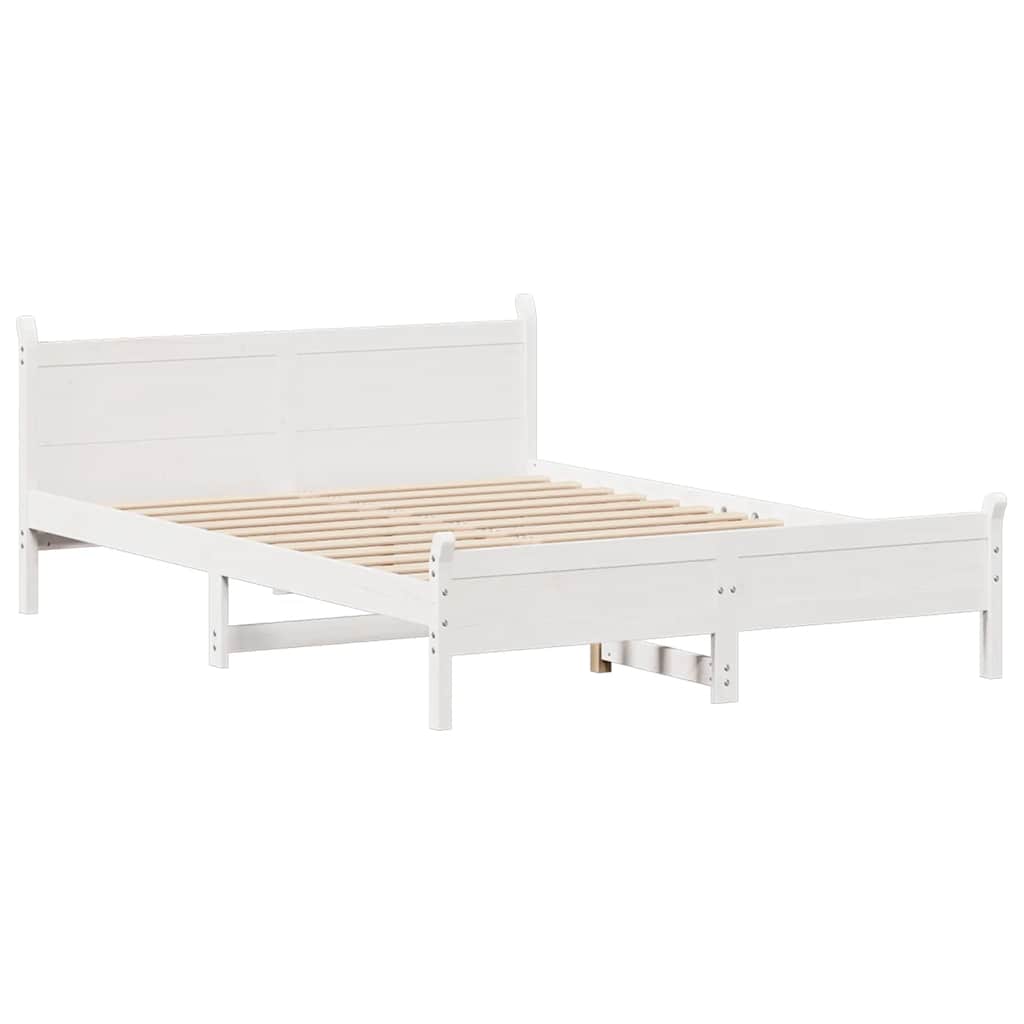 vidaXL Bed Frame without Mattress White 150x200 cm Solid Wood Pine 5