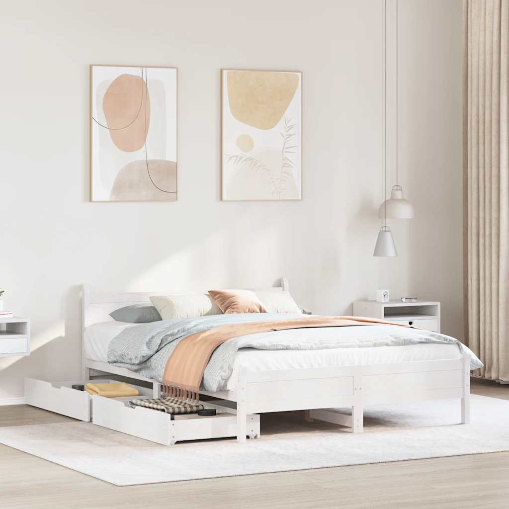 vidaXL Bed Frame without Mattress White 150x200 cm Solid Wood Pine 1