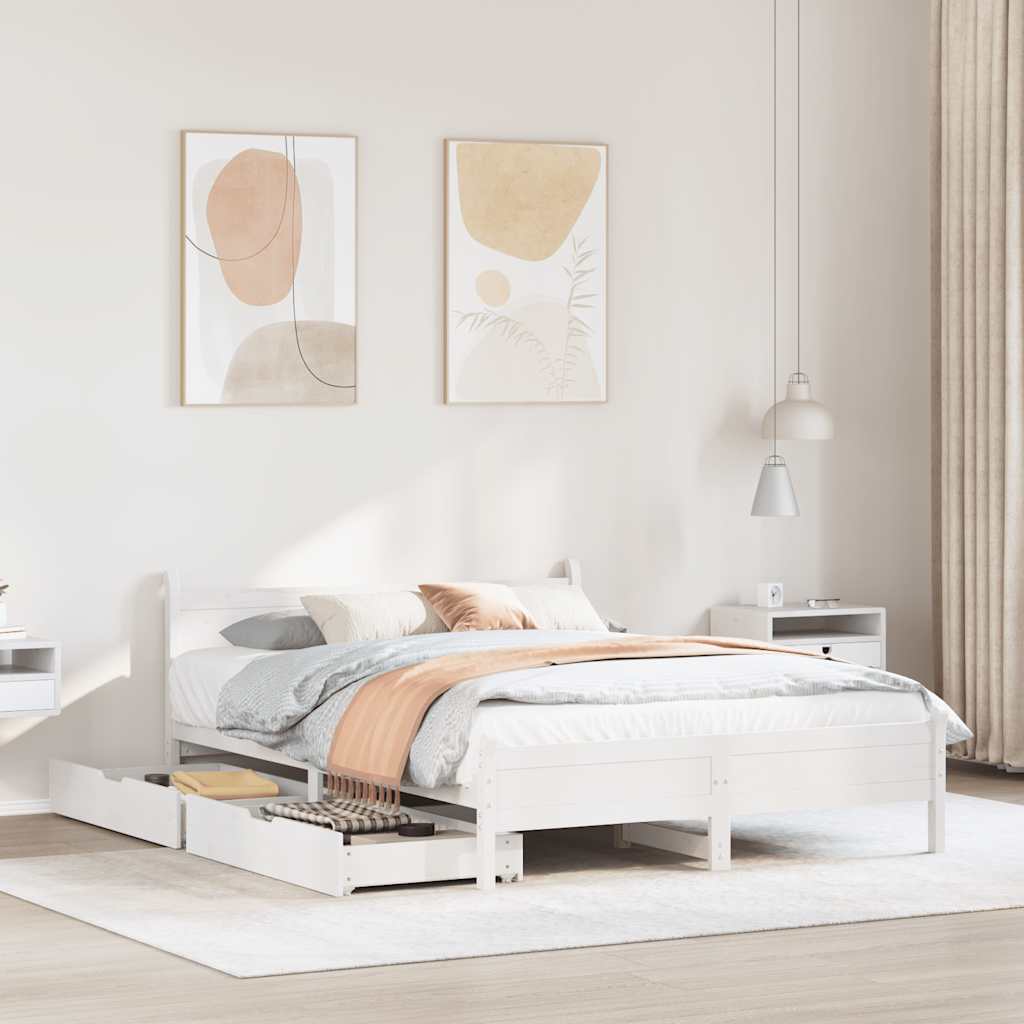 vidaXL Bed Frame without Mattress White 120x200 cm Solid Wood Pine 1