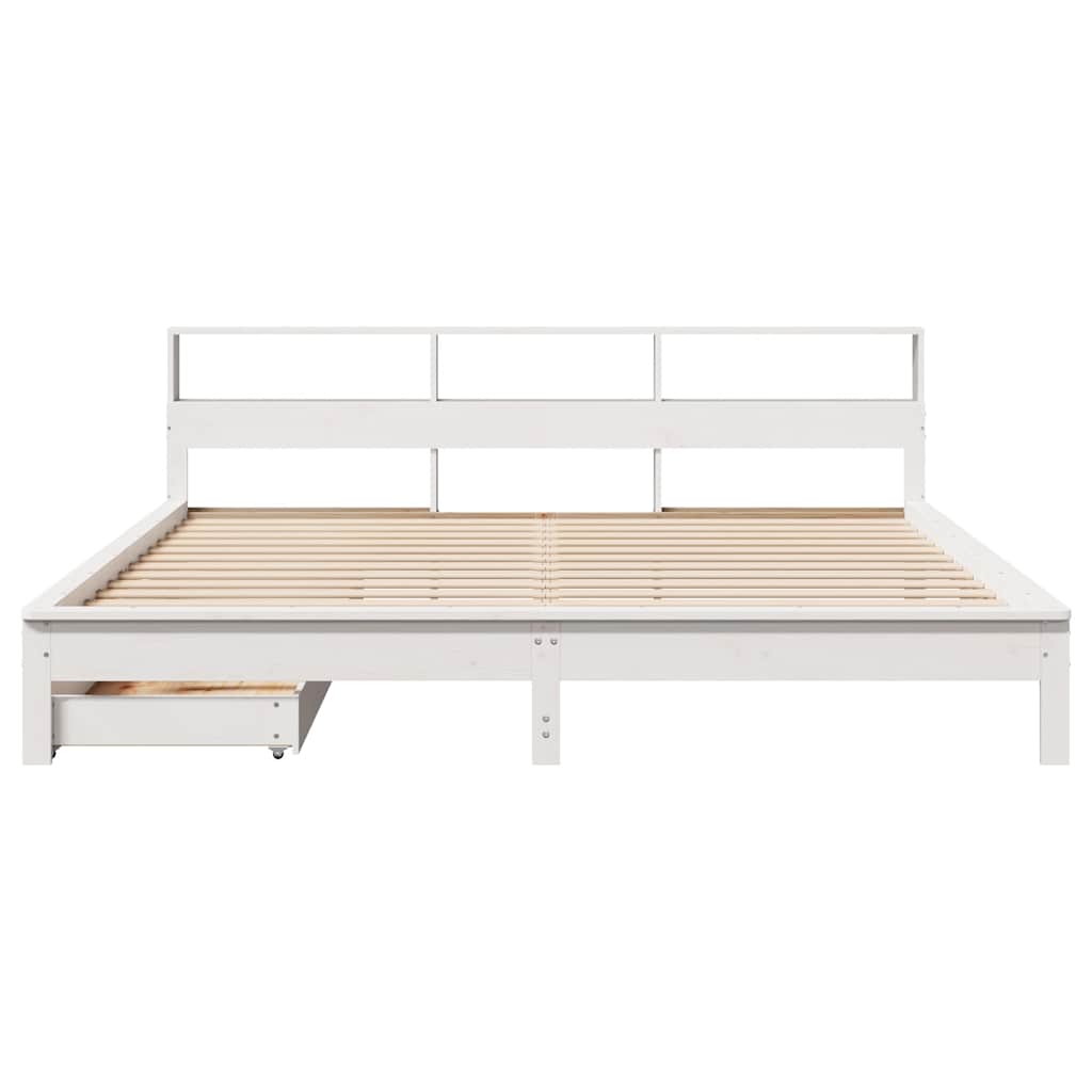 vidaXL Bookcase Bed without Mattress White 200x200 cm Solid Wood Pine 4