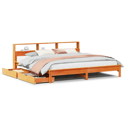 vidaXL Bookcase Bed without Mattress Wax Brown 200x200 cm 2