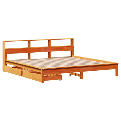vidaXL Bookcase Bed without Mattress Wax Brown 200x200 cm 3