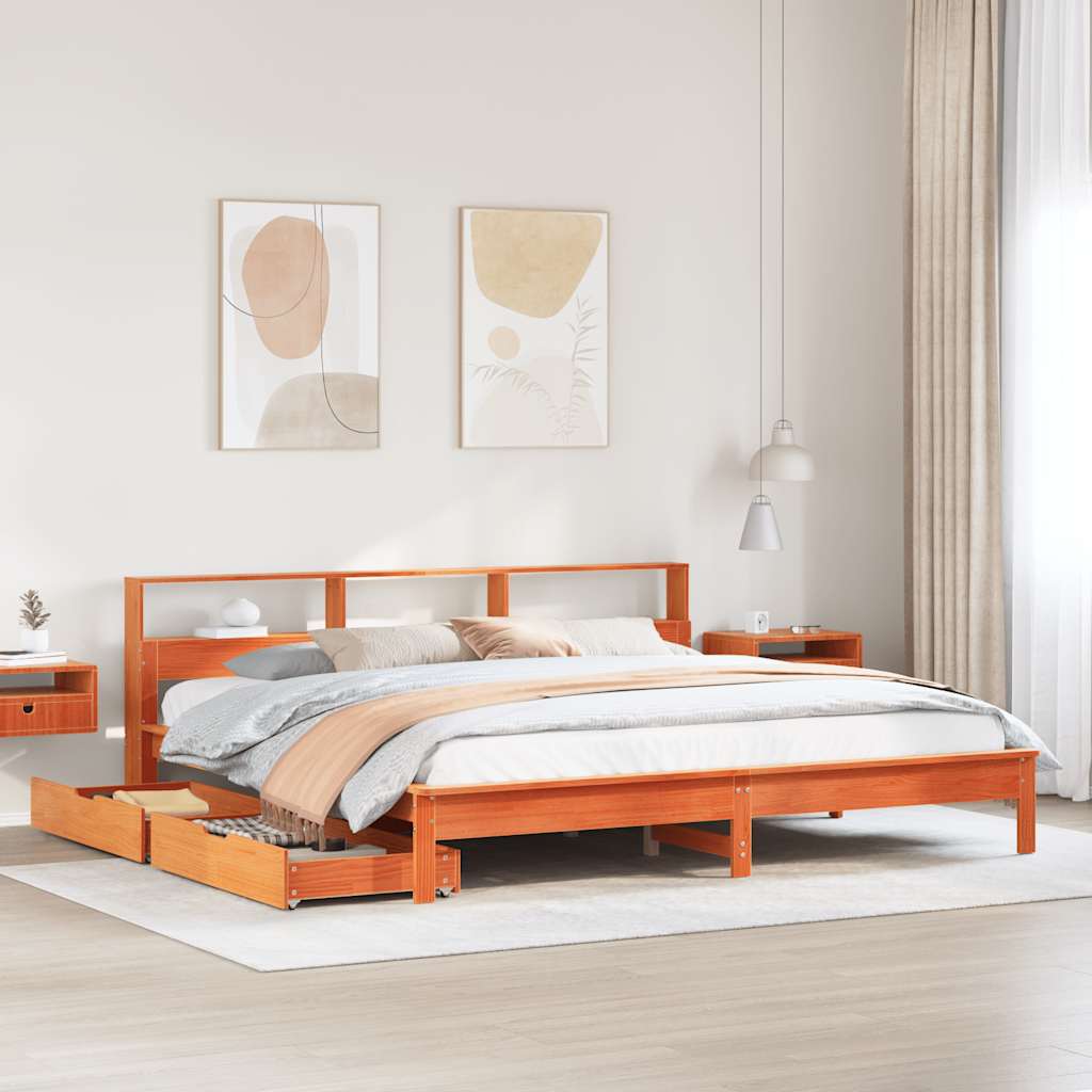 vidaXL Bookcase Bed without Mattress Wax Brown 200x200 cm 1