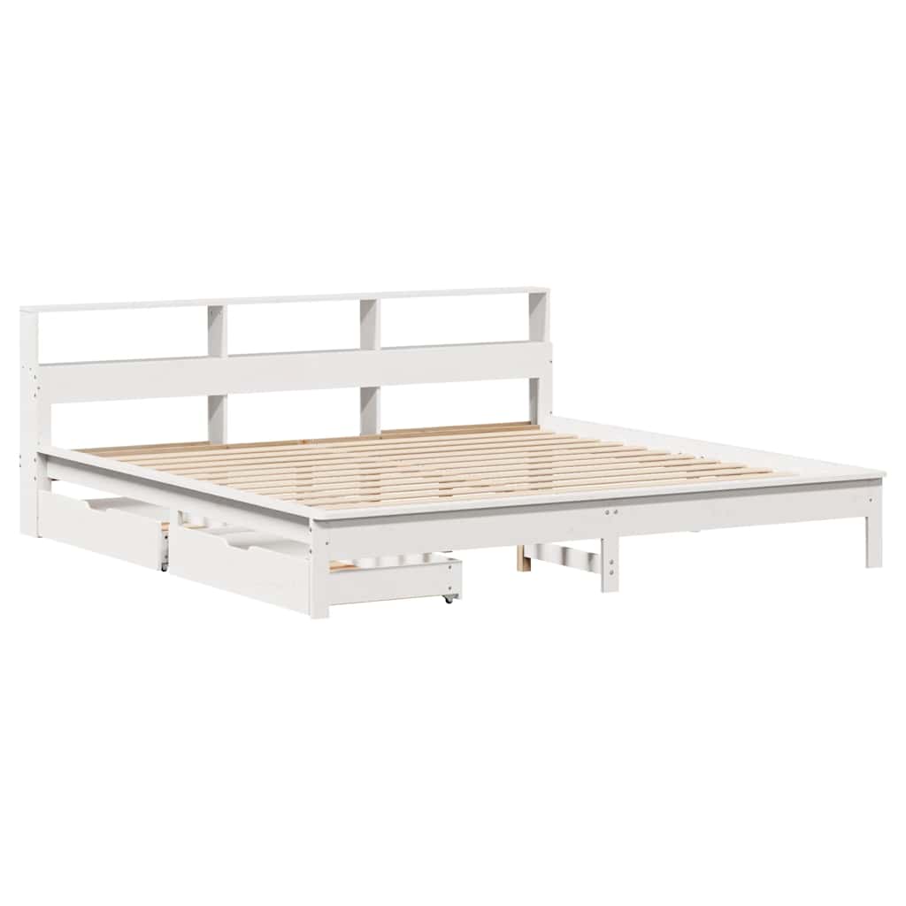 vidaXL Bookcase Bed without Mattress White 180x200 cm Solid Wood Pine 3