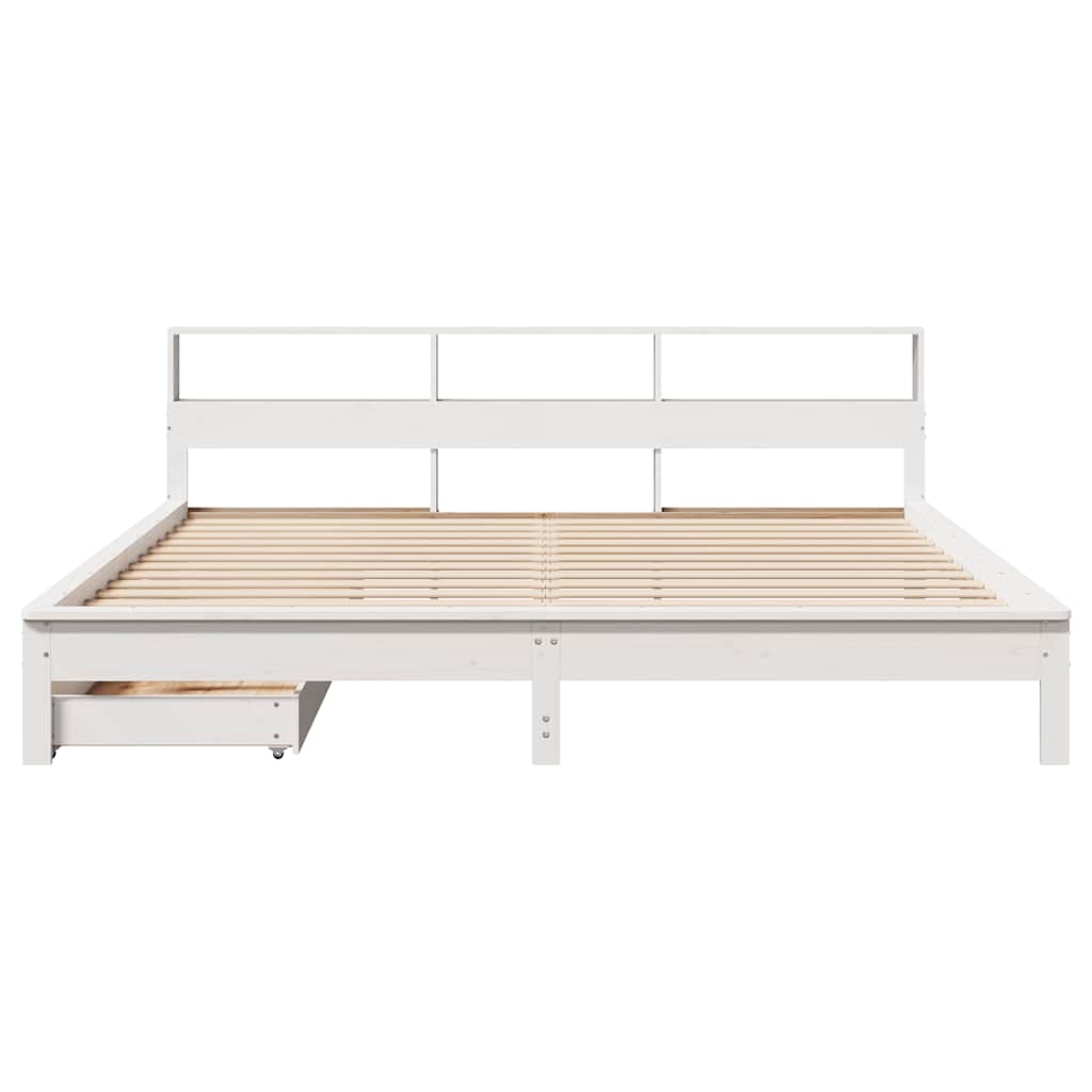 vidaXL Bookcase Bed without Mattress White 180x200 cm Solid Wood Pine 4