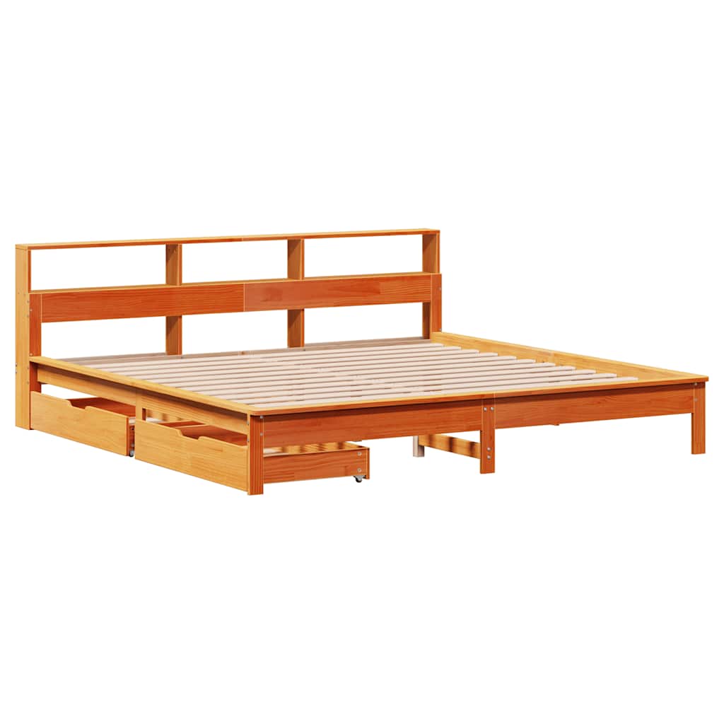 vidaXL Bookcase Bed without Mattress Wax Brown 180x200 cm 3