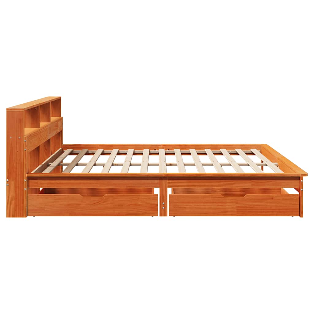 vidaXL Bookcase Bed without Mattress Wax Brown 180x200 cm 5