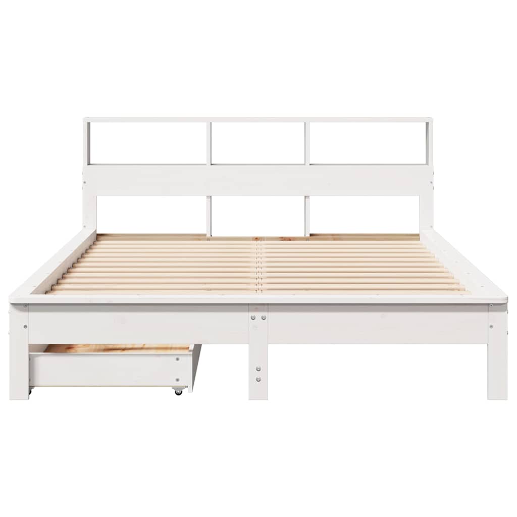 vidaXL Bookcase Bed without Mattress White 150x200 cm Solid Wood Pine 4