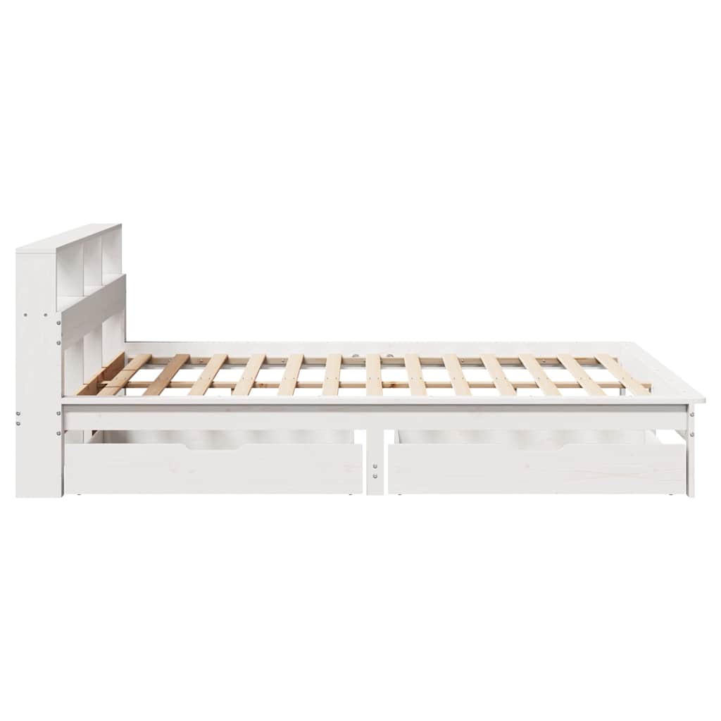 vidaXL Bookcase Bed without Mattress White 150x200 cm Solid Wood Pine 5