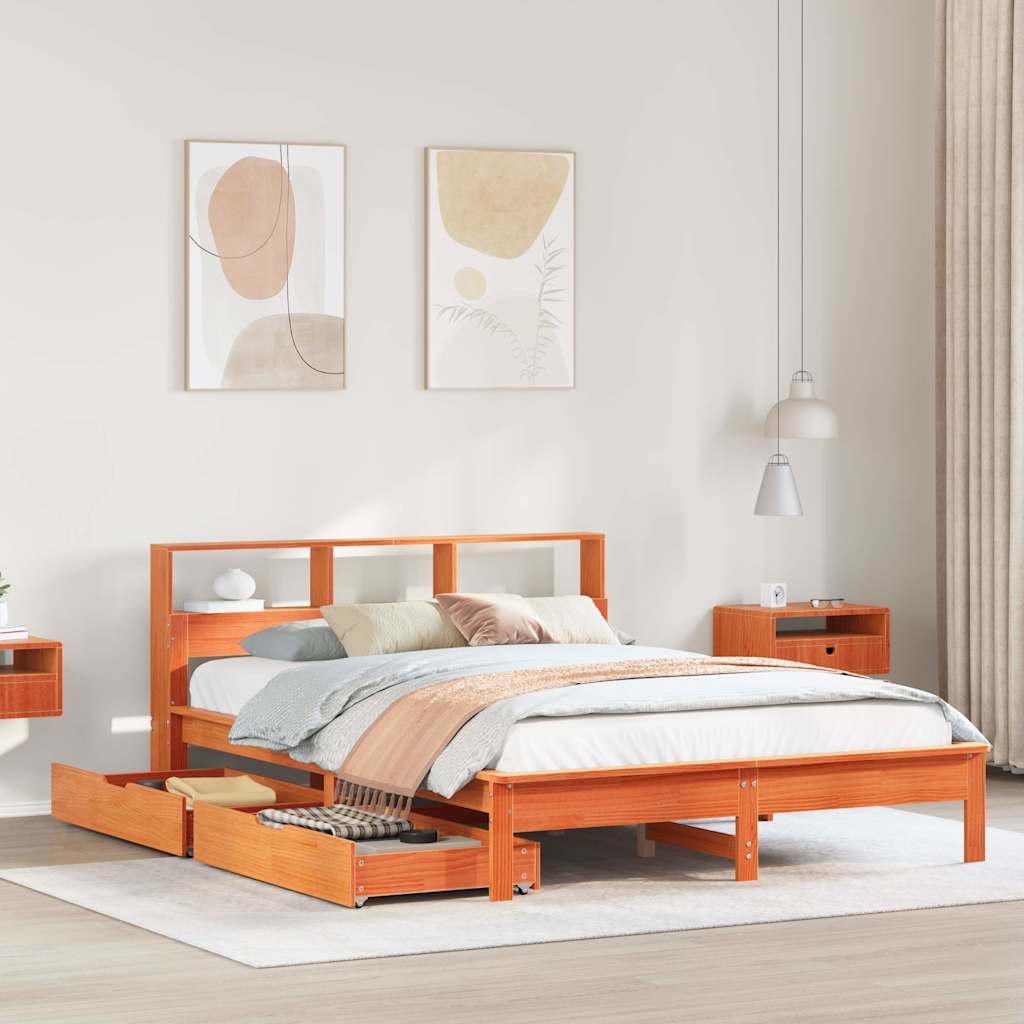vidaXL Bookcase Bed without Mattress Wax Brown 150x200 cm 1